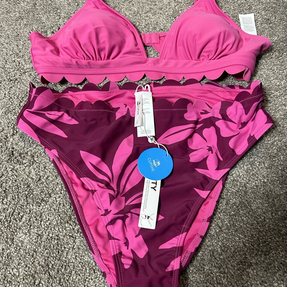 Pink and mauve Floral Bikini Set
